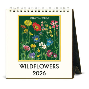 2026 Wildflowers desk calendar with colorful floral design on a white background
