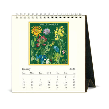 2026 Wildflowers desk calendar with colorful floral design on a white background