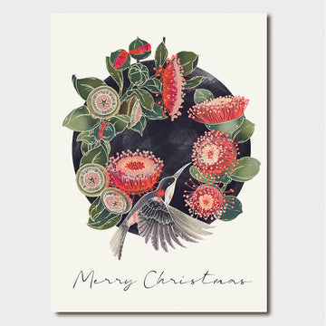 Pack of Christmas cards with floral design and red border on a white background.