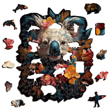 Colorful koala puzzle with packaging on a white background.