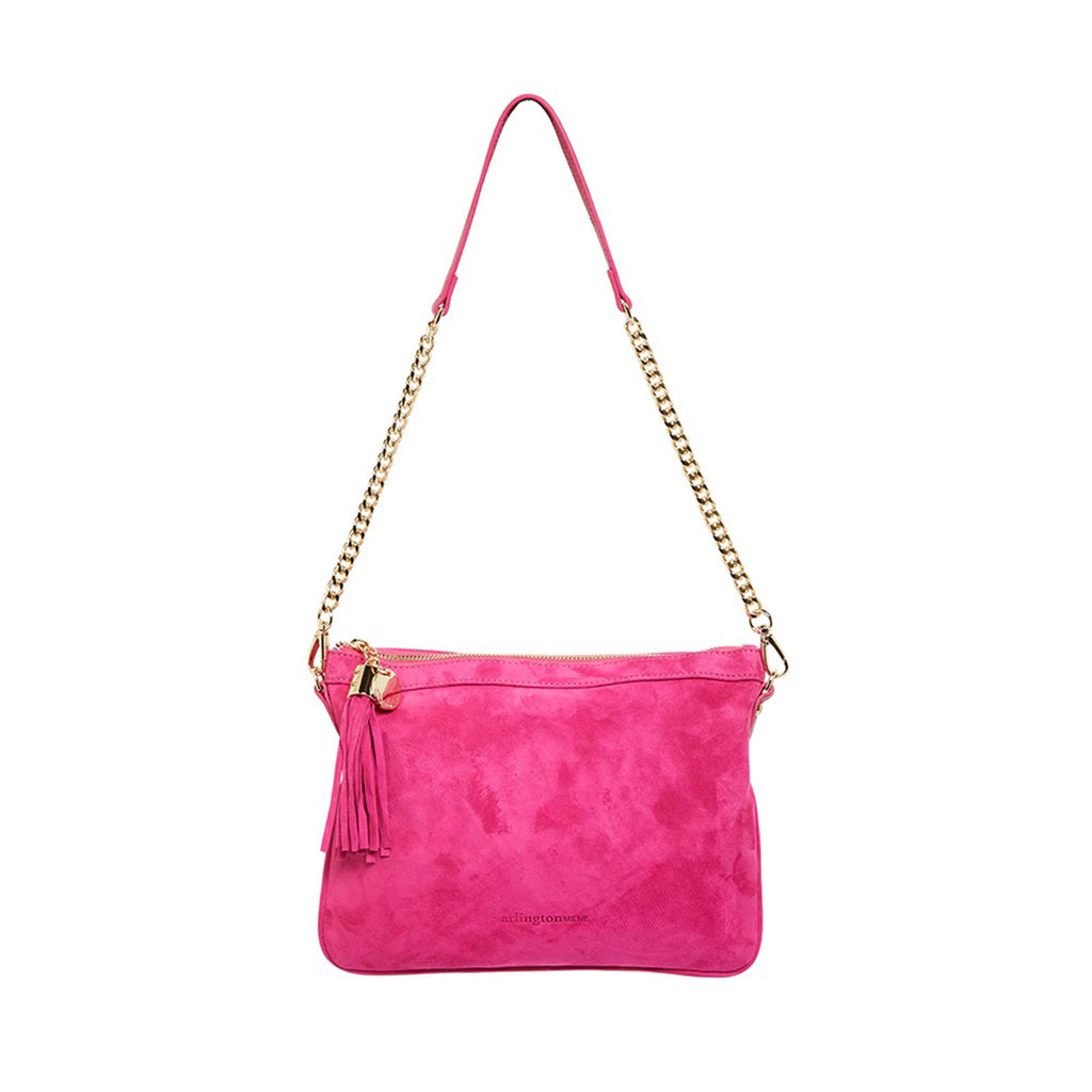 Hot pink hotsell suede bag