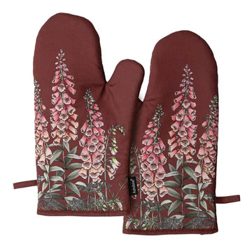 Oven Mitt 2pk Secret Garden Maroon - The Ladelle Group