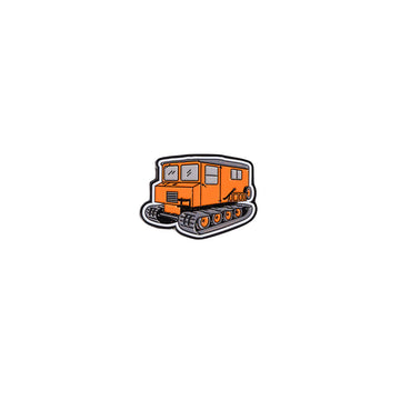 Illustration of an orange snow vehicle on a white background.