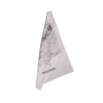Topographic map of Manson Peak, Heard Island on a white tea towel.