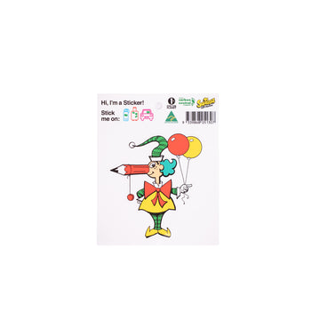 Sticker of Mr Squiggle with the heading 'Hi, I'm a Sticker!'.