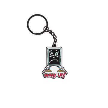 A keyring with a Blackboard shaped charm hanging off it.