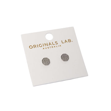 Pair of earrings on a 'Originals Lab. Australia' branded card against a white background.