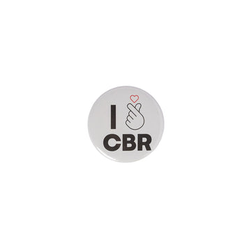 Circular badge with 'I ❤️ CBR' text on a white background.