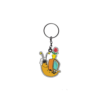 A keyring with a Gus the Snail shaped charm hanging off it.