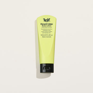 A small yellow tube of body lotion with the heading 'Desert Lime Body Lotion' on the front.