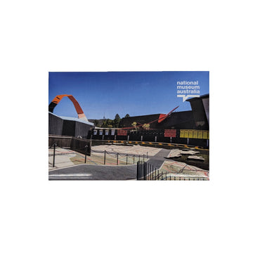 National Museum Australia building with modern architecture under a clear blue sky.