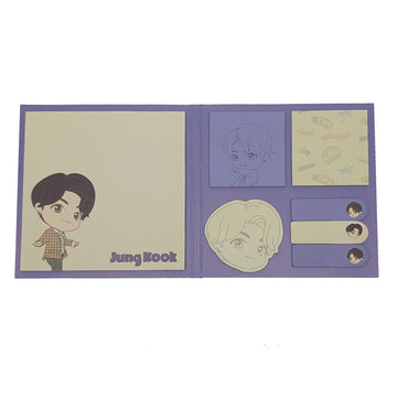 Notepad cover with an illustration of JungKook from BTS.