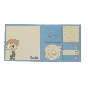 Small notepad cover with an illustration of Jimin from BTS.