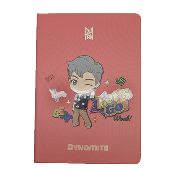 Red notebook cover with a character and text on a red background.