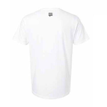 Front view of a white t shirt with the text 'Unfair to Snails' in blue.