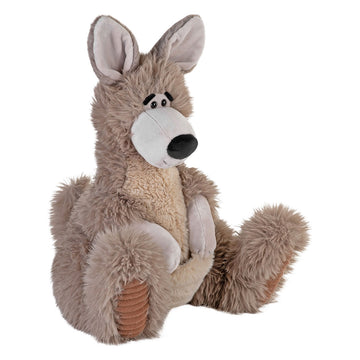 Plush toy kangaroo on a white background.