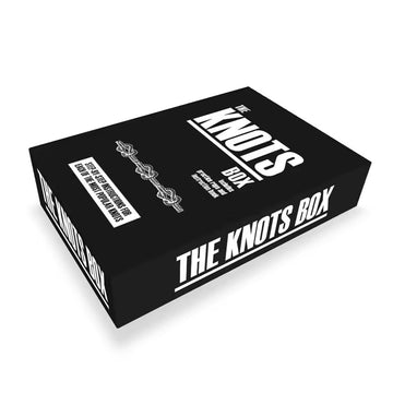 A black box with the title 'The Knots Box' with a drawing of a rope with three knots.