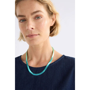 Green blue gradient necklace on a white background.