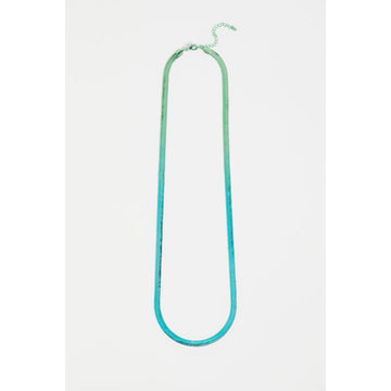 Gradient necklace transitioning from green to blue on a white background.