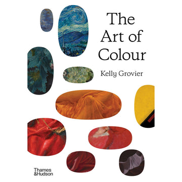 'The Art of Colour' book cover featuring ovals filled with different coloured artworks on a white background.