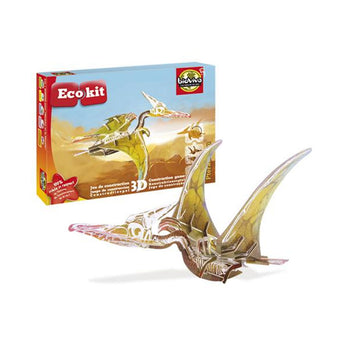 A Pterodactyl model made from cardboard in front of its box.