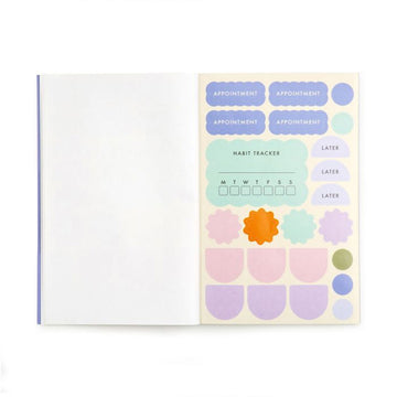 Packaging of Kierland planner stickers with colorful designs on a white background