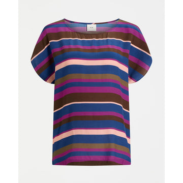 Multicolored striped shirt on a white background.
