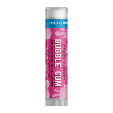 A tube of lip balm with the heading 'Bubblegum' on the pink label.
