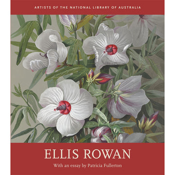 'Ellis Rowan' book cover featuring a painting of flowers.