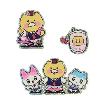 Hologram sticker with cartoon characters on a light blue card with 'Savage Choonsik' branding.
