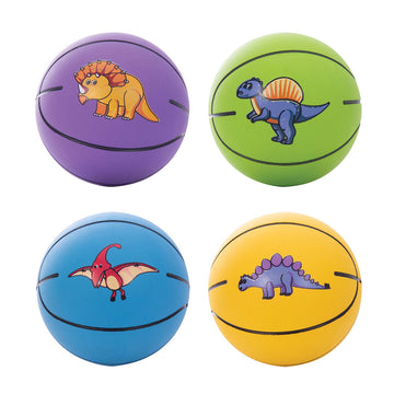 Four high bounce balls n different colours and each illustrated with a different dinosaur.