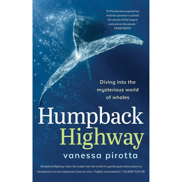 'Humpback Highway' book cover featuring a photo of the back of whale swimming in water.