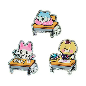 Hologram sticker with cartoon characters on a pink card with 'Savage Choonsik' branding.