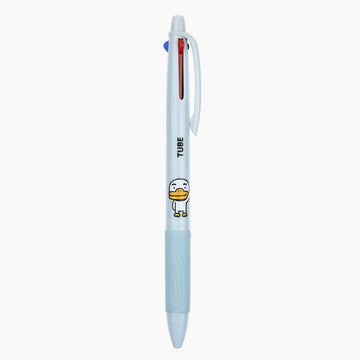 Pen with cartoon character on a light blue background.