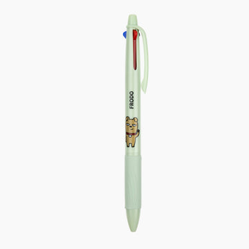 Light green pen with a small bear illustration on a white background.