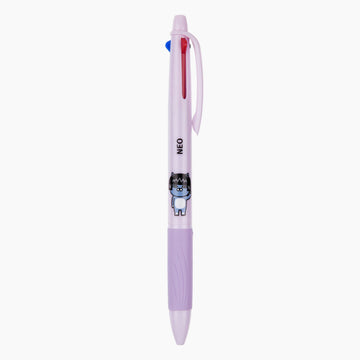 Light purple pen with a cartoon character on a white background.