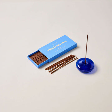 A rectangle shaped blue box with the heading 'This is Incense' in gold.