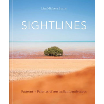 'Sightlines' book cover featuring a photo of a tree on a beach.