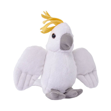 A soft toy in the shape of a cockatoo.