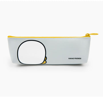 Pencil case with cartoon duck design on a white background.