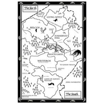 A black and white tea towel with a drawn map of Canberra.