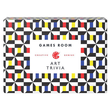 A game box titled 'Art Trivia' on a geometric background.