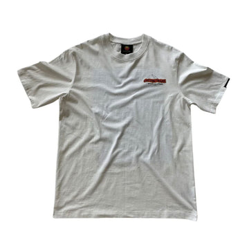 Front view of a white tshirt with the Clothing the Gaps logo on the right side.