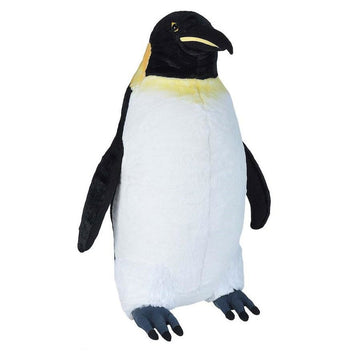 Plush penguin toy on a white background.