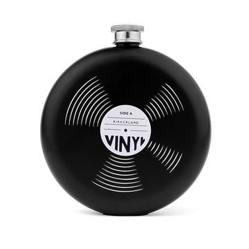 A box titled 'Record Hip Flask' with a picture of a round flask that looks like a record spinning.