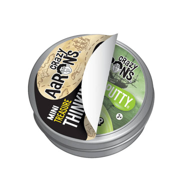 A silver tin with two labels on the top and one label is being peeled off.