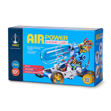 Box of Air Power Engine Car toy kit with colourful design on a white background.