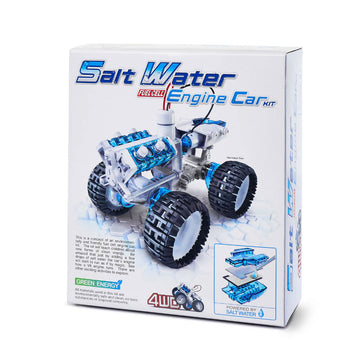 Box for Salt Water Engine Car Kit with toy car illustration on a white background.