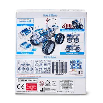 Box for Salt Water Engine Car Kit with toy car illustration on a white background.