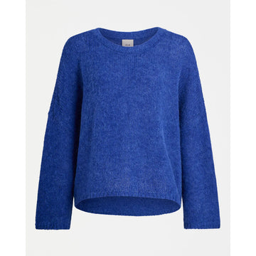Blue sweater on a white background.